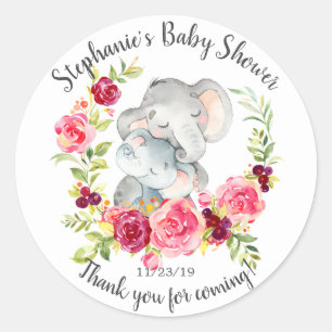 Mom & Baby Elephant Shower Favor Sticker