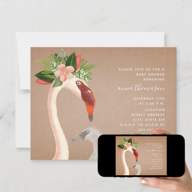 Mom + Baby Flamingo Cardstock Inspired Baby Shower Invitation | Zazzle
