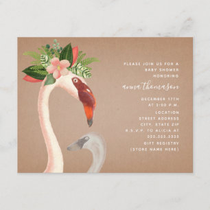Mom + Baby Flamingo Cardstock Inspired Baby Shower Invitation