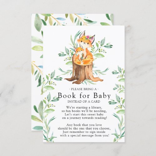 Mom  Baby Fox Baby Shower Book for Baby Card