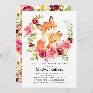 Mom & Baby Fox Baby Shower Invitation