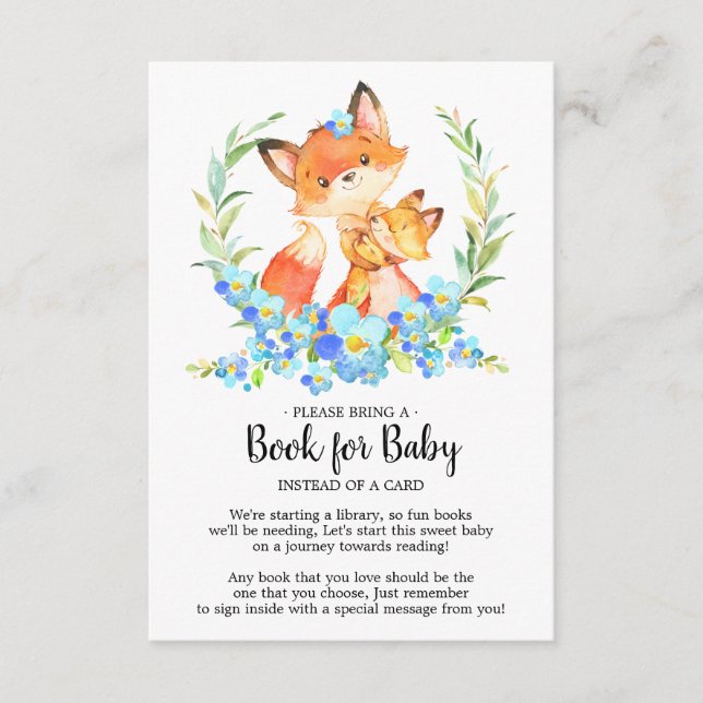Mom & Baby Fox Shower Book for Baby Card (Front)