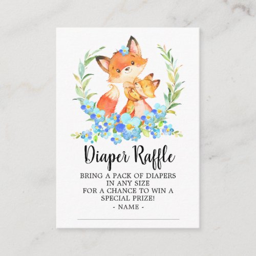 Mom  Baby Fox Shower Diaper Raffle Ticket Enclosure Card