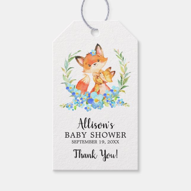 Mom & Baby Fox Shower Favor Gift Tag (Front)