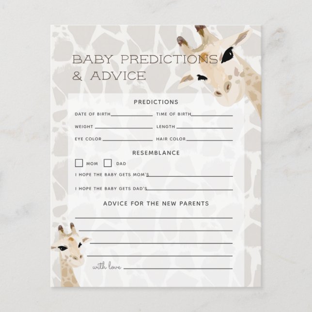 Mom & Baby Giraffe Baby Predictions & Advice (Front)
