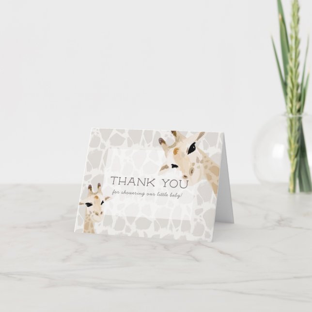 Mom & Baby Giraffe Baby Shower Thank You Card (Front)