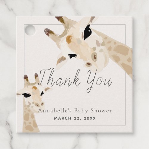 Mom  Baby Giraffe Baby Shower Thank You Favor Tags