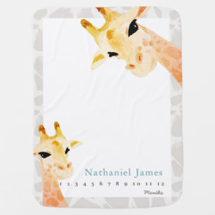 Mom & Baby Giraffe Boy Monthly Milestone Blanket