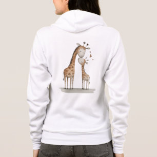 Mom & Baby Giraffe Cute Illustration Hoodie