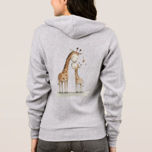 Mom & Baby Giraffe Cute Illustration Hoodie