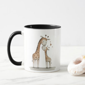 Mom & Baby Giraffe Cute Illustration Mug