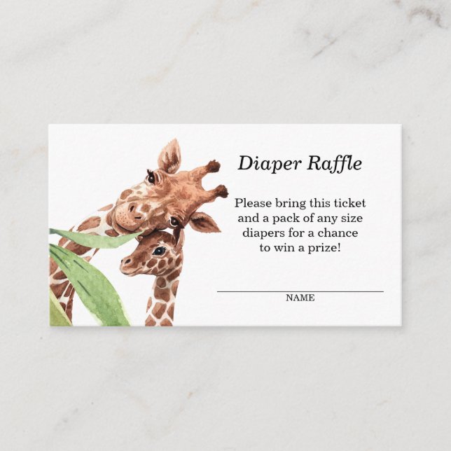 Mom & Baby Giraffe Diaper Raffle Enclosure Card (Front)