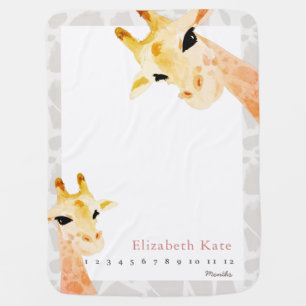 Mom & Baby Giraffe Girl Monthly Milestone Baby Blanket