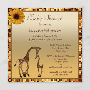 Mom & Baby Giraffe Gold Save the Date Baby Shower Invitation