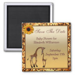 Mom &amp; Baby Giraffe Gold Save The Date Baby Shower Magnet at Zazzle