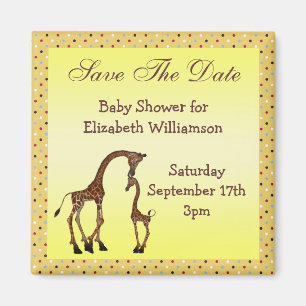 Mom & Baby Giraffe Save the Date Baby Shower Magnet