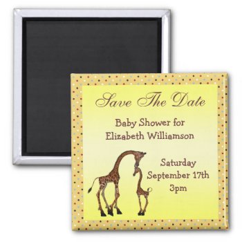 Mom & Baby Giraffe Save The Date Baby Shower Magnet by Just_Giraffes at Zazzle