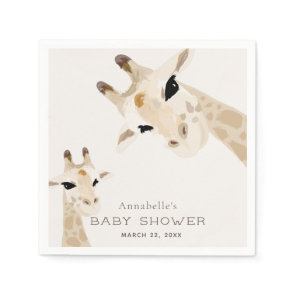Mom & Baby Giraffe Watercolor Baby Shower Paper Napkins