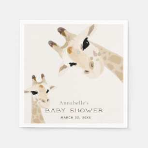 Mom & Baby Giraffe Watercolor Baby Shower Paper Napkins