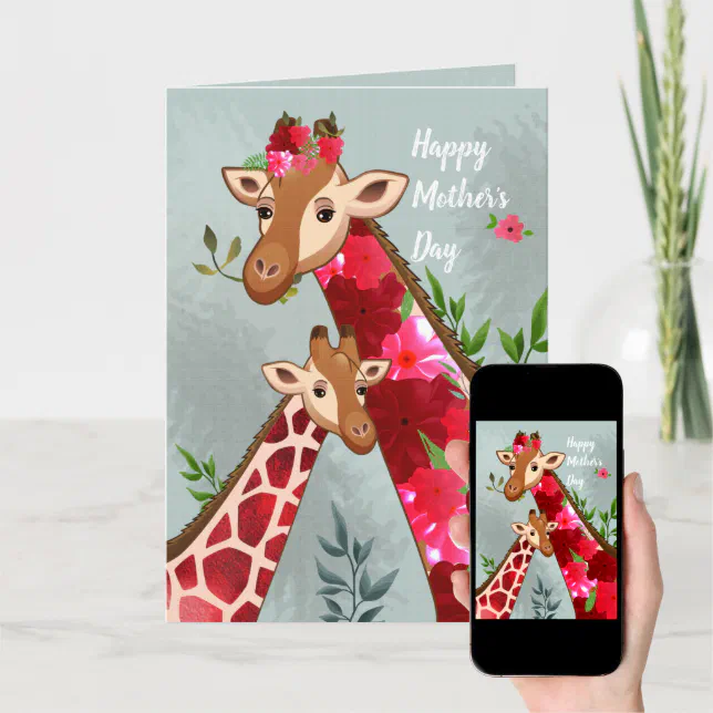 Crisp Giraffe Mother's Day Card Moment for Your Screen Crisp Giraffe Mother's Day Card Moment for Your Screen