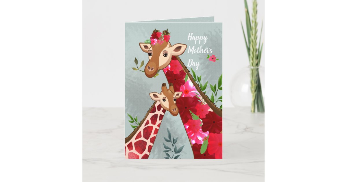 Mom &amp; Baby Giraffes Cute Mother's Day Card | Zazzle