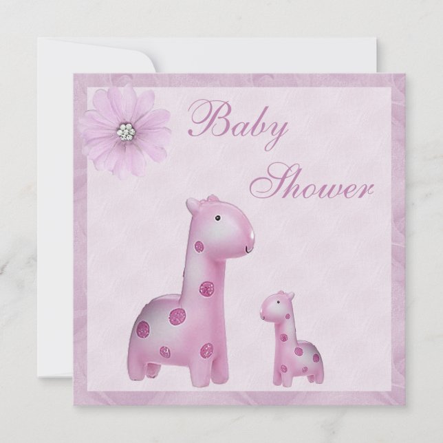 Mom & Baby Giraffes Lilac Girl Baby Shower Invitation (Front)