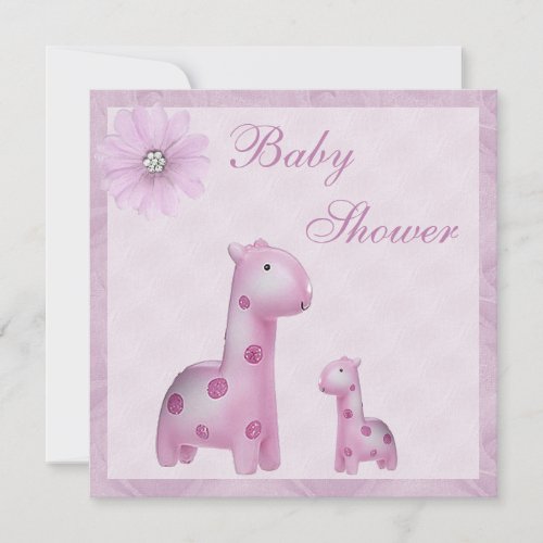 Mom &amp; Baby Giraffes Lilac Girl Baby Shower Personalized Invite