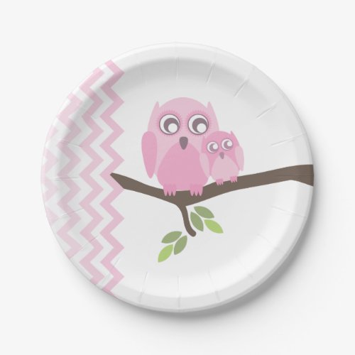 Mom  Baby Girl Owl Baby Shower Paper Plates