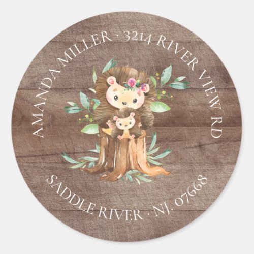 Mom  Baby Hedgehog Shower Return Address Label