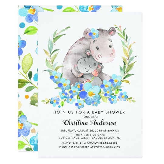 Mom Baby Hippo Baby Shower Invitation Zazzle Com