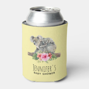Mom & Baby Koala Bears Cute Watercolor Baby Shower Can Cooler