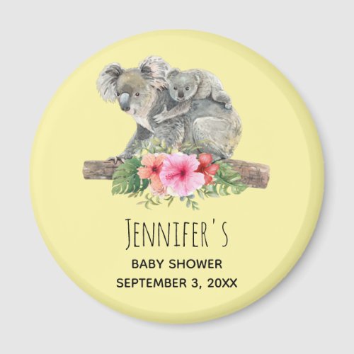 Mom  Baby Koala Bears Cute Watercolor Baby Shower Magnet