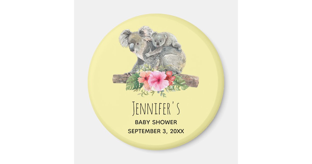 Mom & Baby Koala Bears Cute Watercolor Baby Shower Magnet | Zazzle