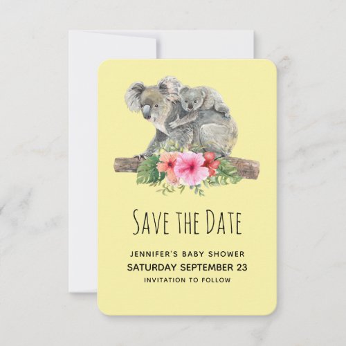 Mom  Baby Koala Bears Cute Watercolor Baby Shower Save The Date