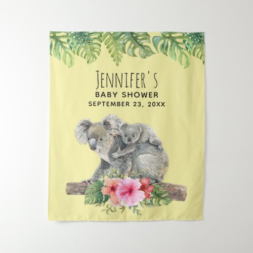 Mom  Baby Koala Bears Cute Watercolor Baby Shower Tapestry