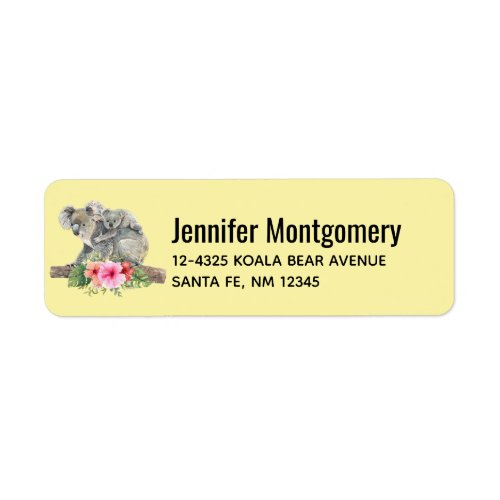 Mom  Baby Koala Bears Cute Watercolor Label