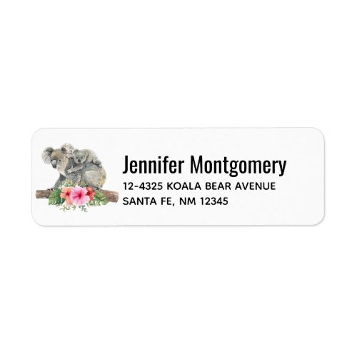 Mom  Baby Koala Bears Cute Watercolor Label