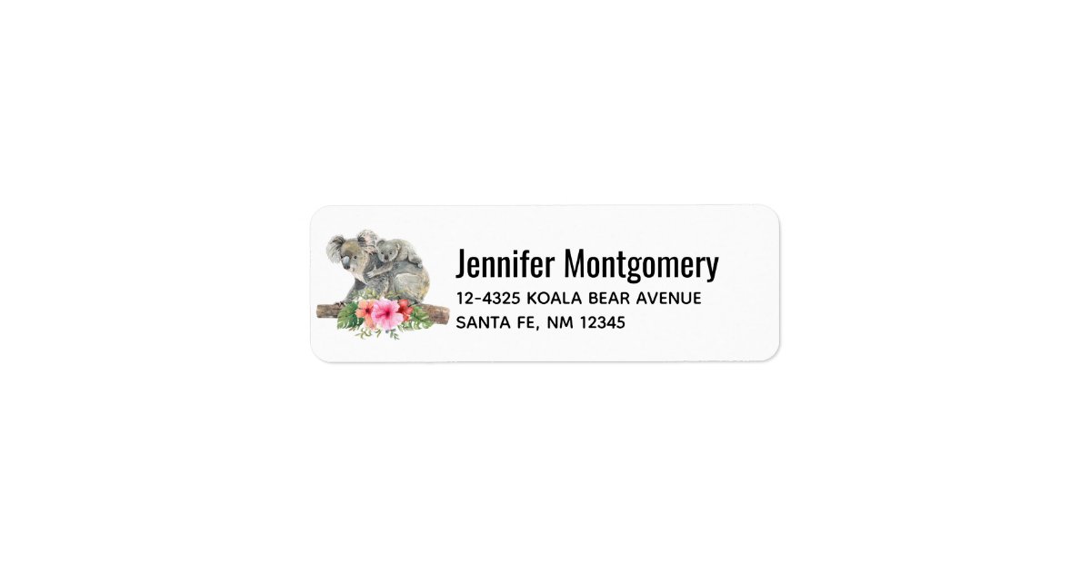 Mom & Baby Koala Bears Cute Watercolor Label | Zazzle
