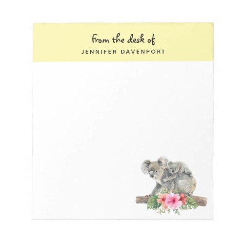 Mom  Baby Koala Bears Cute Watercolor Notepad