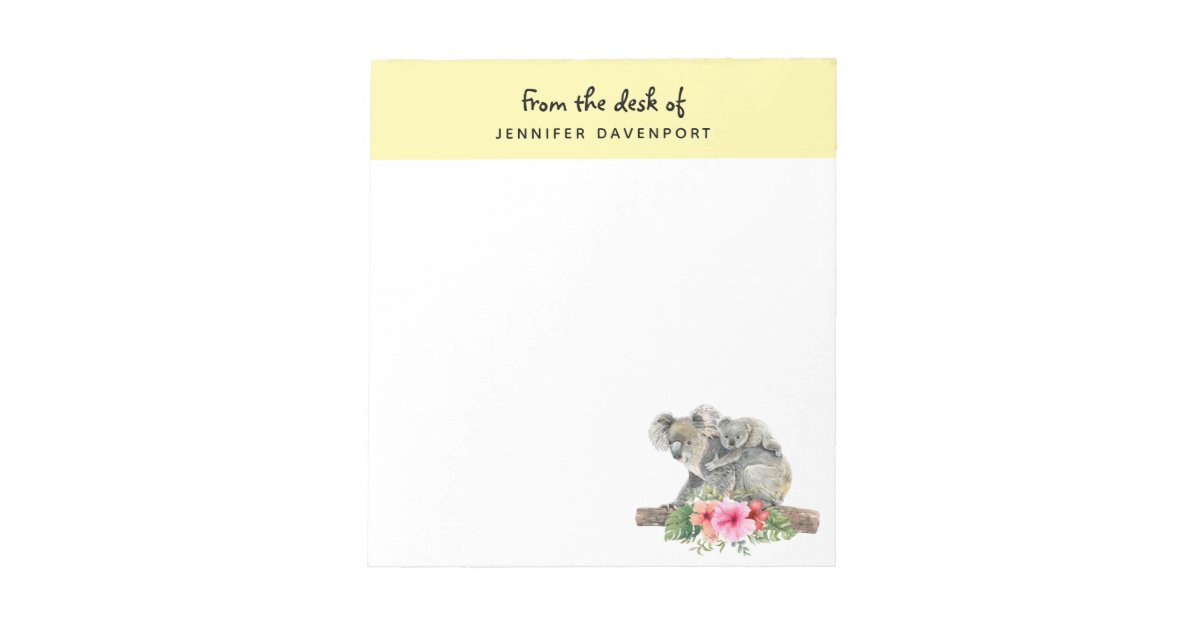 Mom & Baby Koala Bears Cute Watercolor Notepad | Zazzle