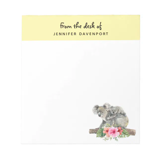 Mom & Baby Koala Bears Cute Watercolor Notepad | Zazzle