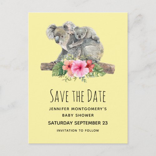 Mom  Baby Koala Bears Cute Watercolor STD Invitation Postcard