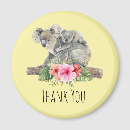 Mom  Baby Koala Bears Cute Watercolor Thank You Magnet