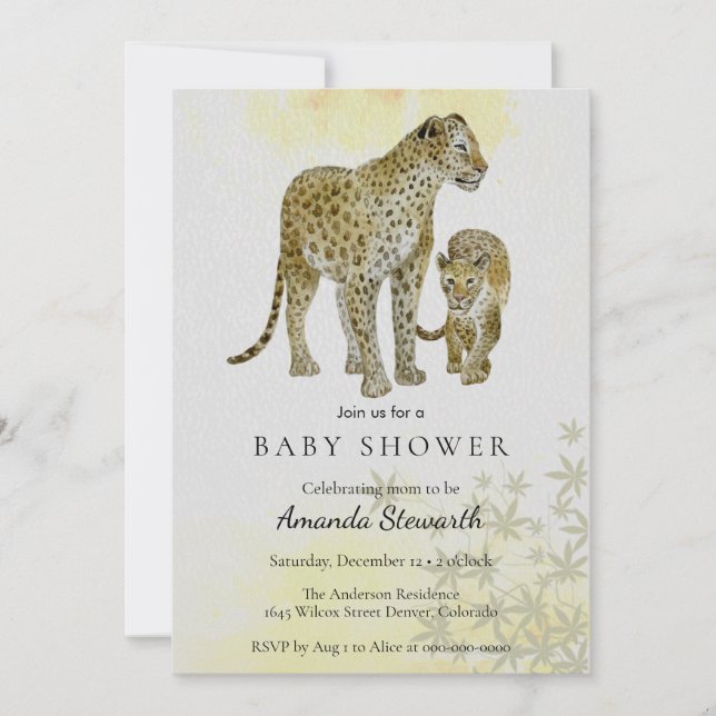 Mom & Baby leopard Baby Shower  Invitation (Front)