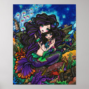Mom & Baby Mermaid Fantasy Marine Art Hannah Lynn Poster