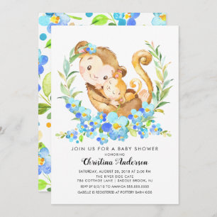 Mom & Baby Monkey Baby Shower Invitation