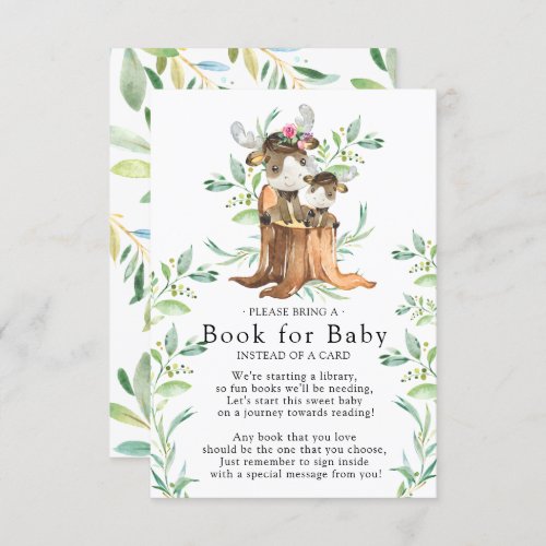 Mom  Baby Moose Baby Shower Book for Baby Card