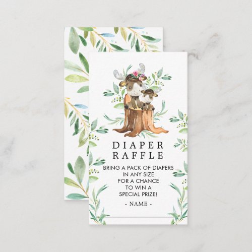 Mom  Baby Moose Baby Shower Diaper Raffle Ticket Enclosure Card