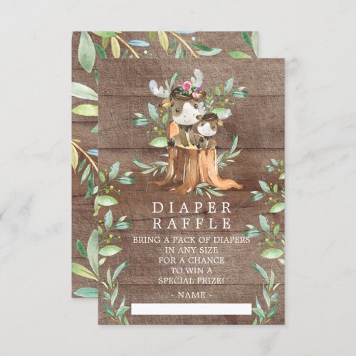 Mom  Baby Moose Baby Shower Diaper Raffle Ticket Enclosure Card