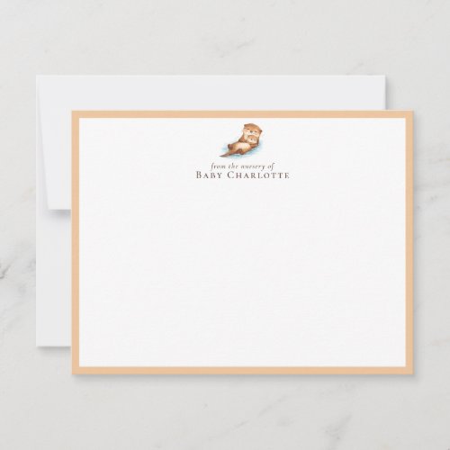 Mom & Baby Otter Nursery Note Card – Personalized